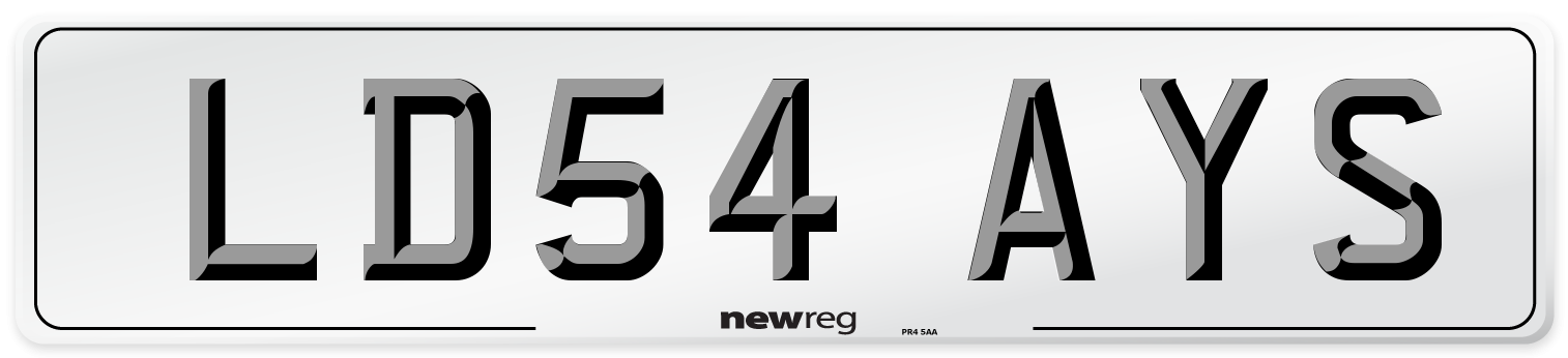 LD54 AYS Number Plate from New Reg